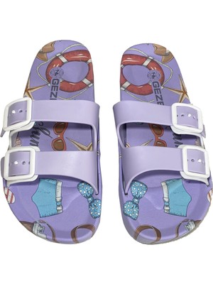 Gezer 13189 Kaymaz Desenli Kadın Plaj Havuz Bahçe Terliği