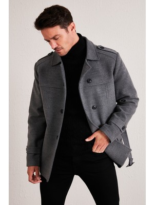 Buratti Slim Fit Cepli Pamuklu Kaşe KABAN Erkek KABAN 5841015
