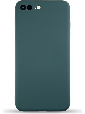 Kzy Apple iPhone 8 Plus Kapak Içi Kadife Lansman Silikon Kılıf - Petrol Mavisi