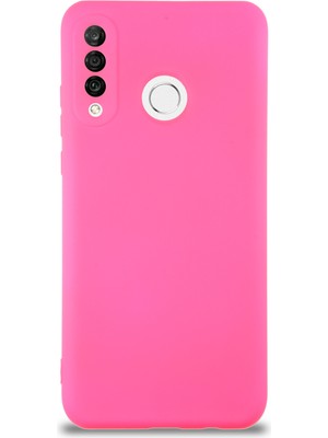 Kzy Huawei P30 Lite Kapak Içi Kadife Kamera Korumalı Lansman Silikon Kılıf - Neon Pembe