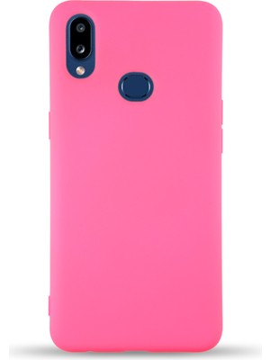 Kzy Samsung Galaxy A10S Kapak Içi Kadife Lansman Silikon Kılıf - Neon Pembe
