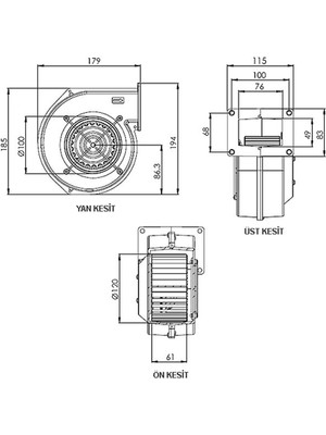 Aircol Aks 120-60 Salyangoz Radyal Fan