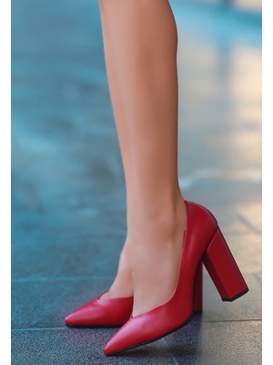 Erbilden Adrix Kırmızı Cilt Topuklu Ayakkabı