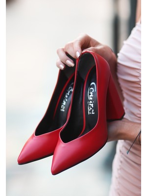 Erbilden Adrix Kırmızı Cilt Topuklu Ayakkabı