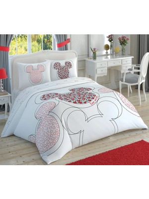 Taç - Mickey Love Glow Lisanslı Çift Kişilik Nevresim Takımı