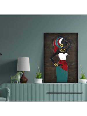 Svava Afrika Kadınları Ahşap Çerçeveli Duvar Tablosu 62X92 cm (SV-B208)