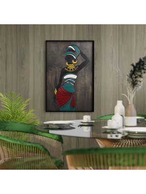 Svava Afrika Kadınları Ahşap Çerçeveli Duvar Tablosu 62X92 cm (SV-B209)