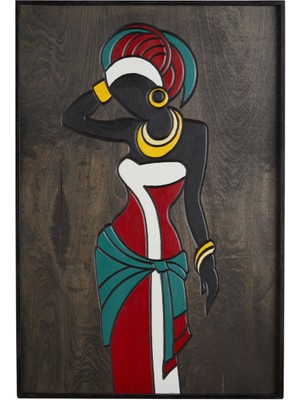 Svava Afrika Kadınları Ahşap Çerçeveli Duvar Tablosu 62X92 cm (SV-B210)