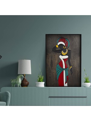 Svava Afrika Kadınları Ahşap Çerçeveli Duvar Tablosu 62X92 cm (SV-B210)