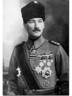 Cakatablo Ahşap Tablo Atatürk Kalpaklı Madalyalı