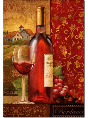 Cakatablo Ahşap Tablo Kırmızı Bordeaux Şarap Görseli