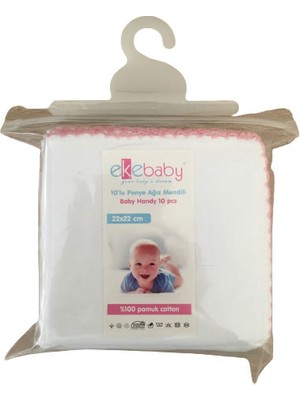 Eke Baby Yenidoğan Kız Bebek 10’lu Penye Ağız Mendili 22x22 cm 