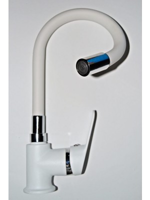 Armilla Armatür Beyaz Krom Lüx Gövde Hareketli Borulu Sıcak Soğuk Girişli Mutfak Eviye Musluğu Bataryası