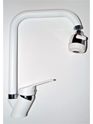 Armilla Armatür 2 Fonksiyonlu Yağmurlama ve Normal Su Çıkışlı Beyaz Krom Mutfak Eviye Musluğu Çeşmesi Bataryası