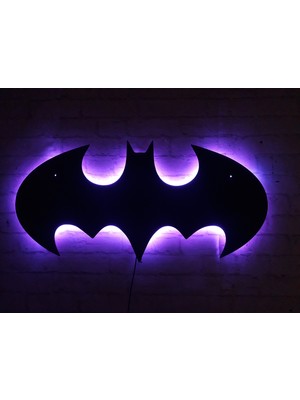 MF Tasarım Rgb Kumandalı Batman LED Işıklı Ahşap Mdf Dekoratif Tablo 50X30