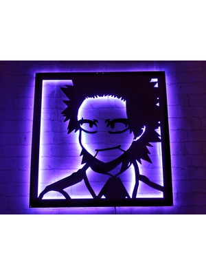 MF Tasarım Rgb Kumandalı Anime Krishima Eijirou LED Işıklı Ahşap Mdf Dekoratif Tablo 50X40