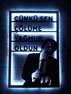MF Tasarım Rgb Kumandalı Müslüm Gürses LED Işıklı Ahşap Mdf Dekoratif Tablo 50 x 30 cm