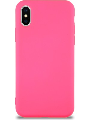 Caseart Apple iPhone x Kapak Içi Kadife Lansman Silikon Kılıf - Neon Pembe