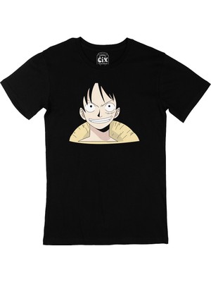 Cix One Piece Monkey D. Luffy Siyah T-Shirt