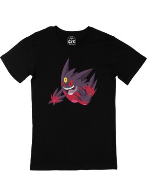 Cix Pokemon Mega Gengar Siyah T-Shirt