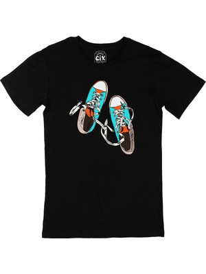 Cix Sneakers Görselli Siyah T-Shirt