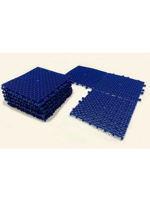 Bademler Halı - Plastik Geçmeli Islak Zemin Yer Izgarası 10 Adet 25X25CM Mavi Renk
