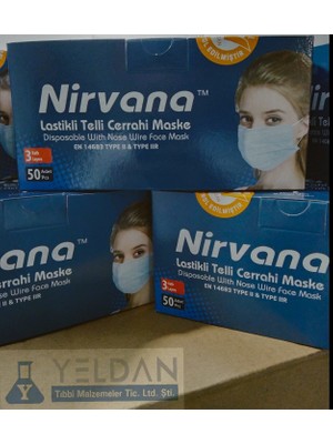 Nirvana  Marka Beyaz Elastik Kulaklı Meltblown Maske   - ( 50 Adet)  -  (Tıp 2r) -