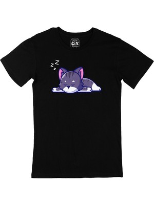 Cix Uyuyan Kedi Siyah T-Shirt