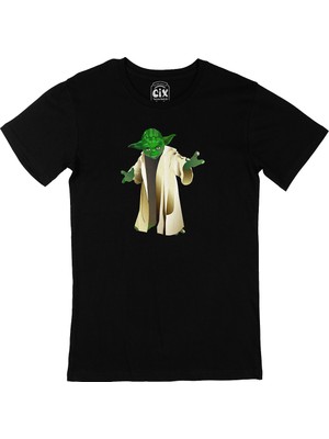 Cix Pelerinli Yoda Star Wars Siyah T-Shirt