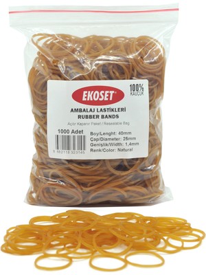 Ekoset Kauçuk Paket Ambalaj Maydanoz Toka Para Lastiği 1000'li 40 mm Doğal Renkli
