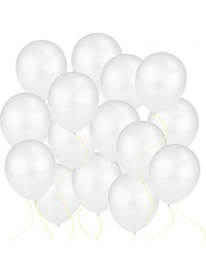 Hknys Metalik Balon Beyaz (20 Adet)-Parti-Dogum Günü Balonu
