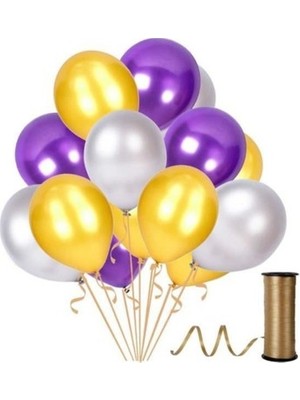 Hknys 25 Adet Beyaz-Rose Gold-Bordo Metalik Sedefli Balon