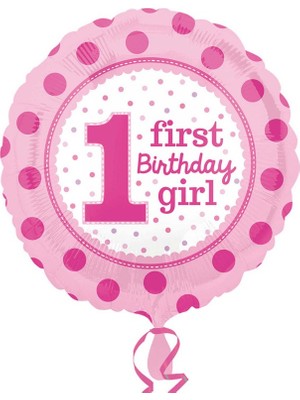 Hknys 1 Yaş Yuvarlak Pembe Folyo Balon-1yaş Dogum Günü  Balon 45CM