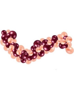 Hknys 100 Adet Bordo Rose Gold Balon 5 Metre Balon Zinciri Pompa Hediye