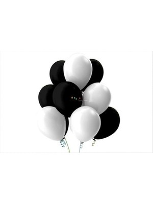 Hknys 20 Adet Beşiktaş Renkleri  Balon Beyaz-Siyah 12 Inç