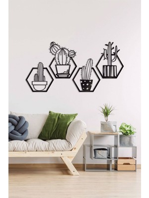 Baupor 4'lü Kaktüs Metal Duvar Dekoru