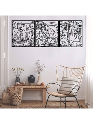 Baupor 3'lü Picasso Guernia Metal Duvar Dekoru