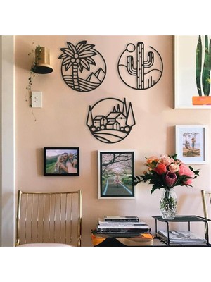 Baupor 3'lü Manzara Metal Duvar Dekoru