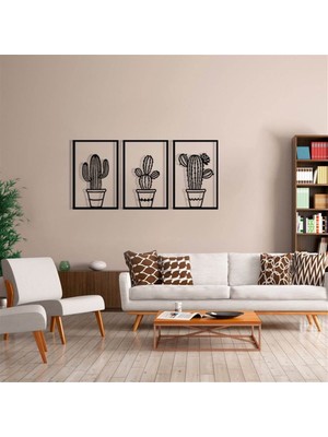 Baupor 3'lü Kaktüs Metal Duvar Dekoru