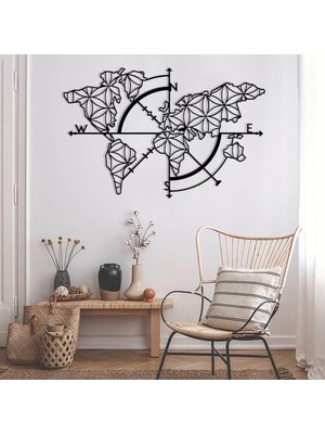 Baupor Dünya Haritası Metal Duvar Aksesuarı