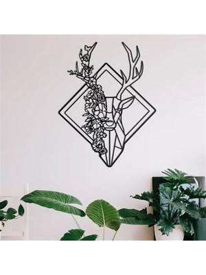 Baupor Çiçekli Geyik Metal Duvar Dekoru