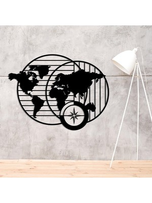 Baupor Minimalist Dünya Haritası Metal Duvar Dekoru