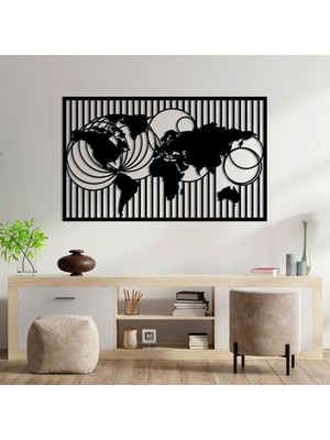 Baupor Meridyen Dünya Haritası Metal Duvar Dekoru