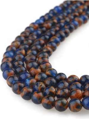 Dünya Doğal Taş 6 mm Lacivert Sarı Opal Akik Taşı Dizi