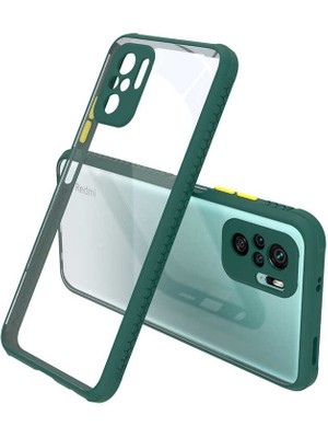 kilifone - Xiaomi Redmi Note 10S - Kılıf ​​Arkası Şeffaf Sert Kaff Kapak - Koyu Yeşil - T17848