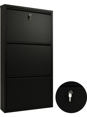 Ata Group 3'lü Kilitli Metal Ayakkabılık Siyah