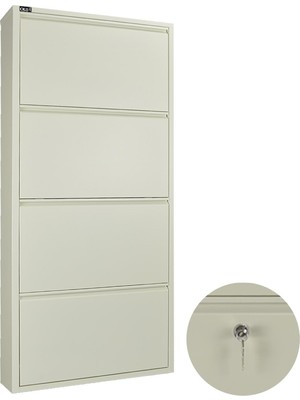 Ata Group 4'lü Kilitli Metal Ayakkabılık Beyaz