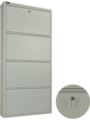 Ata Group 4'lü Kilitli Metal Ayakkabılık Gri