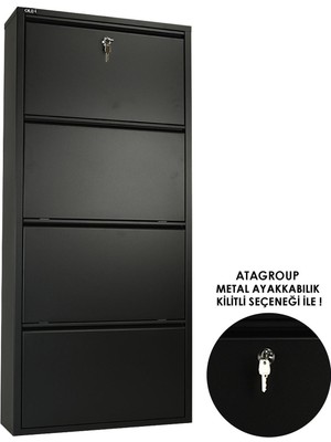 Ata Group 4'lü Kilitli Metal Ayakkabılık Siyah