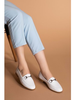 Gondol Deri Kadın Babet IZ.3501  - Beyaz - 37